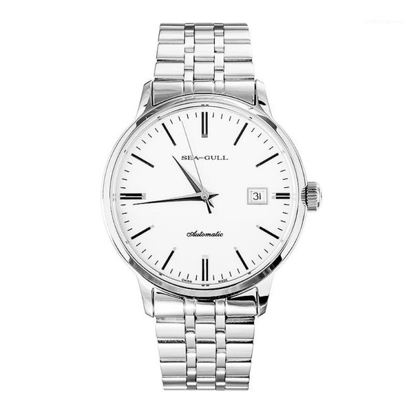 

men watch seagull watches 816.362 exhibition back automatic men's dress stainless steel band wristwatches, Slivery;brown