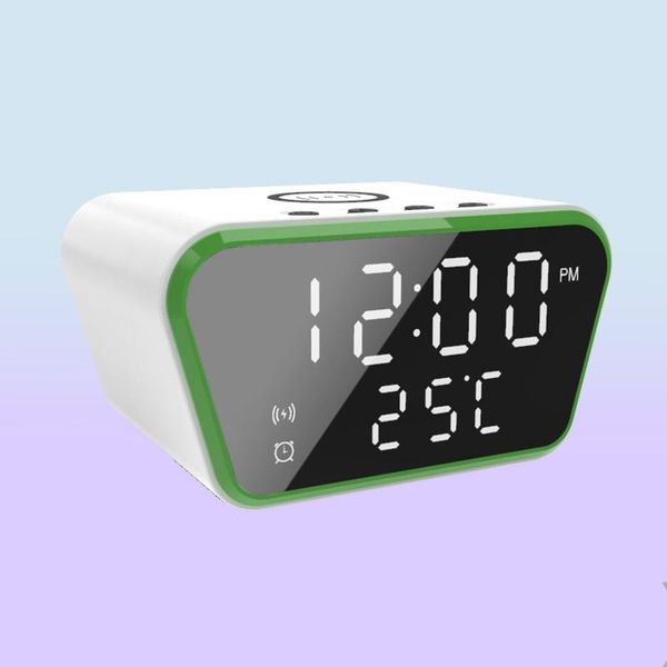 

desk & table clocks clock type-c large font digital alarm bedside wireless charging fast mobile phone charger home decor
