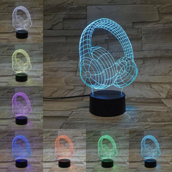 

night lights light headphone 3d lamp sleeping 2021 kids birthday present musical instrument remote touch control