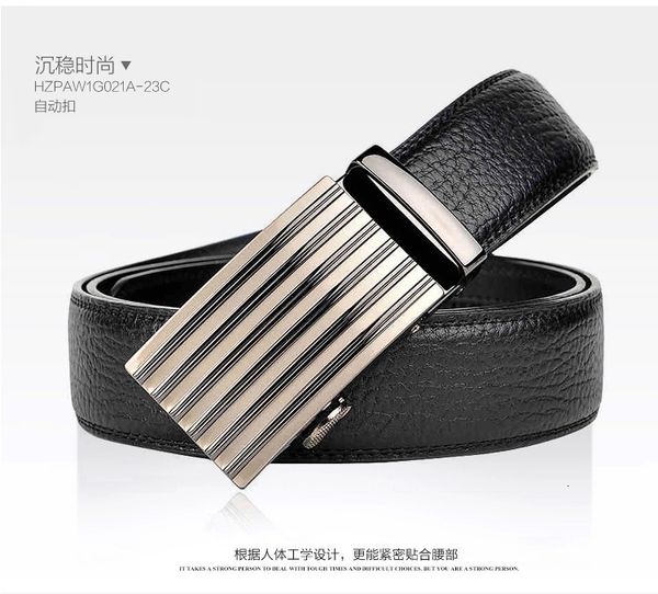 

men's auto buckle leather belt noble atmosphere alloy plate guangzhou, Black;brown