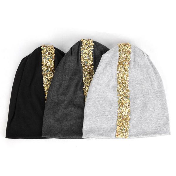 

beanie/skull caps women cotton beanie colorful stones gold rhinestones applique female beanies bohemia baggy hats autumn winter casual hat, Blue;gray