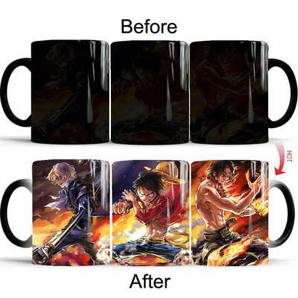 

mugs 1pcs 350ml one piece coffee magic mug creative luffy zoro anime color changing milk juice cups gifts for friends