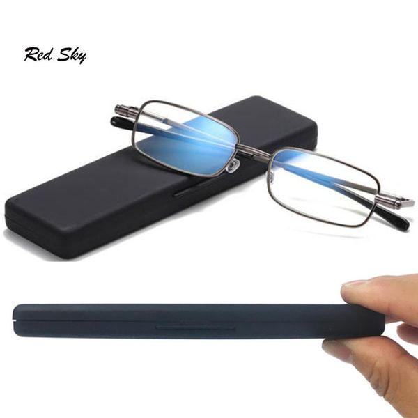 

reading glasses foldable men women portable slingss magnifying eyeglasses with case prescripition presbyopia metal spectacles