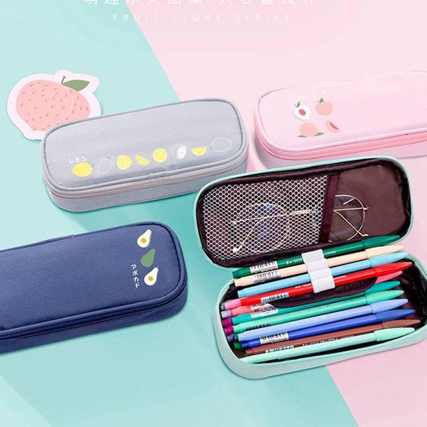 

student pencil case simple oxford cloth fruit printing multifunctional storage bags