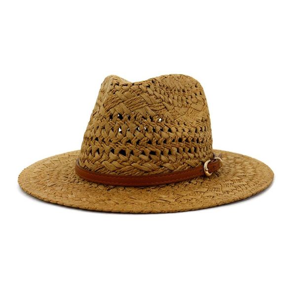

wide brim hats sun women summer handwoven jazz hat fashion beach cowboy straw braided sunhat for men, Blue;gray