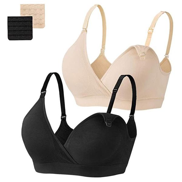 

yoga outfit 2 pcs maternity nursing bras workout breast feeding sports bra-padded seamless high impact support bra for