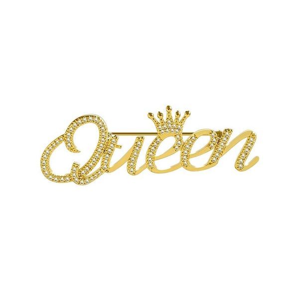 

pins, brooches queen anti-empty letter pin brooch european and american high-end luxury fashion cute women clothing accessories, Gray