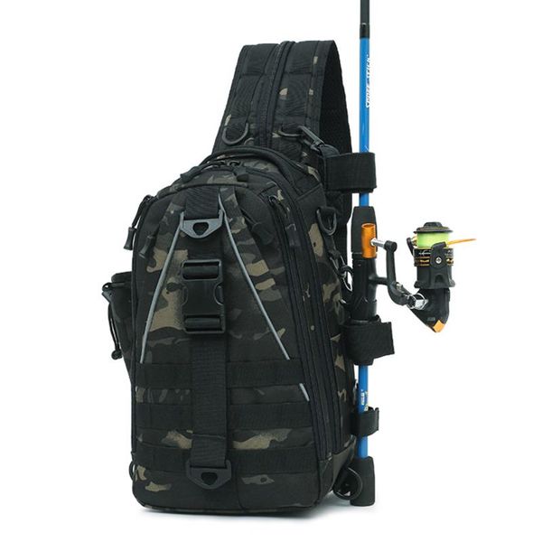 

fishing accessories tackle bag outdoor backpack waterproof lures reel adjustable sling pack fish gear storage