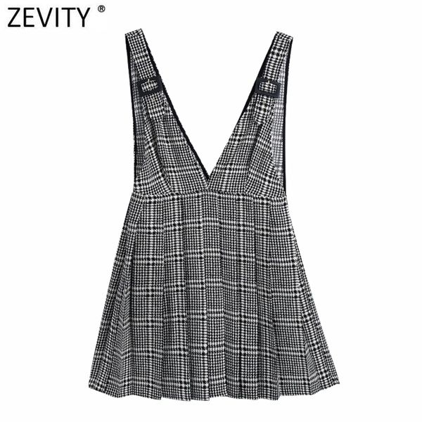 

women vintage houndstooth print suspender skirt faldas mujer female side zipper chic party vestido brand skirts ds5000 210416, Black