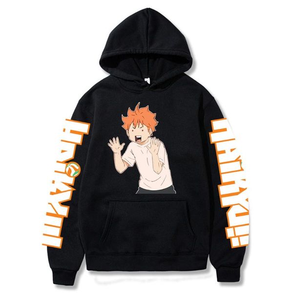 

men's hoodies & sweatshirts funny anime haikyuu hinata shoyo harajuku manga karasuno high graphic winter casual women sweatshirt top, Black