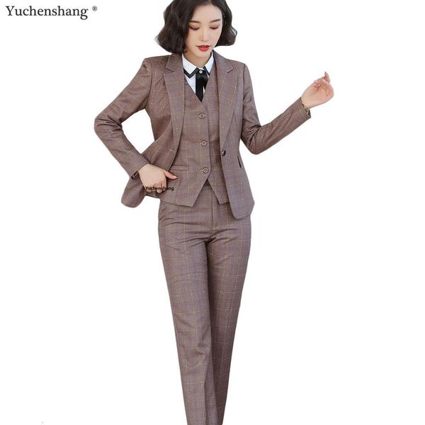 

women's suits & blazers 3 piece set high-quality women formal pant suit blazer office lady uniform designs business jacket and for work, White;black