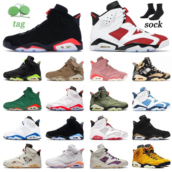 

2021 higt quality carmine basketball shoes gs black infrared white jumpman 6s air jorden 6 dmp unc cactus jack off outdoor sports sneakers, White;red