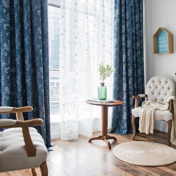 

simple modern chinese printed fabrics fresh living room balcony cotton and linen curtains for dining bedroom curtain & drapes