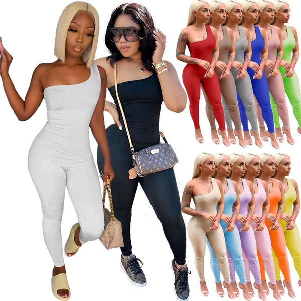 

f130 women's spring and summer one shoulder sleeveless hip lifting sports jumpsuit, Black;white