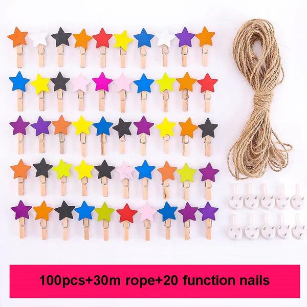 

clothing & wardrobe storage 100pc five-pointed star wooden clips pegs craft christmas wedding hanging po small art card for scrapbooking