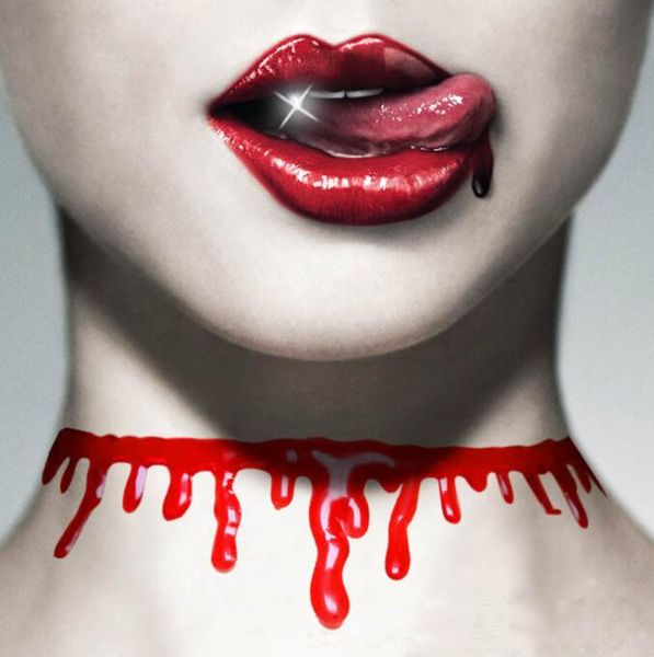 Neue Choker Halskette Handgemachte Blut Tropf Halskette Fancy Kleid Spaß Witz Rot Neuheit Zubehör Für Frauen Geschenk