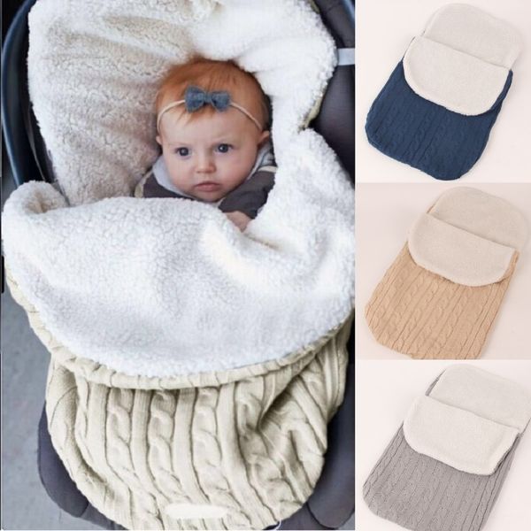 

wool crochet newborn sleepsacks baby receiving blankets baby boy stroller sleeping bag fleece infant wrap bedding quilt knitted 210413, Blue;red