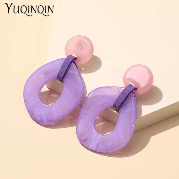 

dangle & chandelier colorful resin chain long earrings for women 2021 statement big geometric acrylic drop earring teen girls fashion, Silver