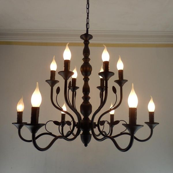 

chandeliers vintage black metal wrought iron home chandelier for living room industrial rustic candelabra lamp