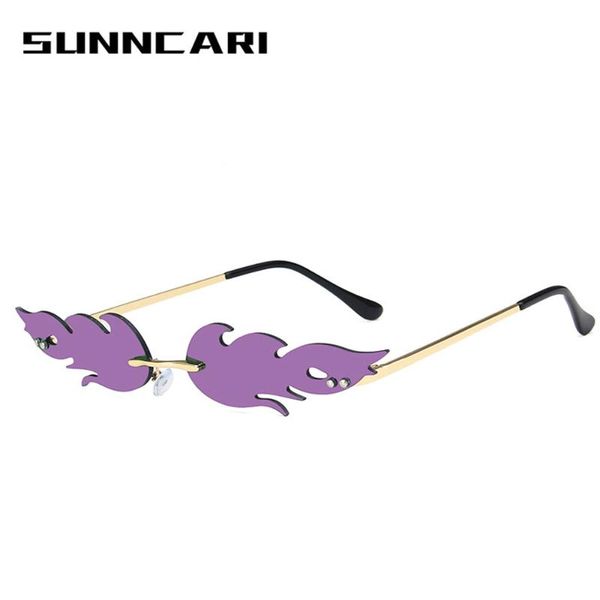 

fashion big fire wave frame sunglasses women men 2021 oversized rimless sun glasses eyewear luxury punk gafas de, White;black