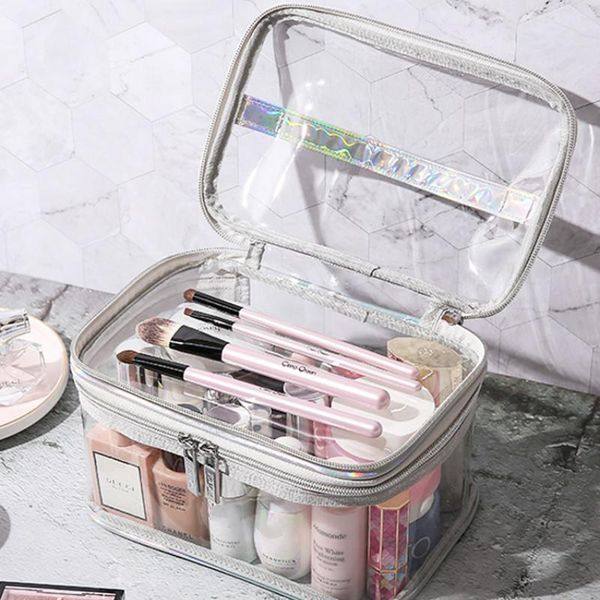 

storage bags transparent bag zip eco friendly products holographic cute organizer neceser mujer pvc ac50sn