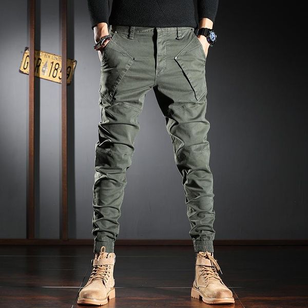 

men's jeans shzq ly designer fashion men spliced patchwork casual cargo pants streetwear hip hop joggers harem trouser, Blue