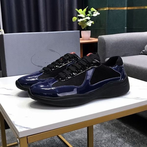

2022selling men fashion casual shoes america's cup design patent leather and nylon luxy sneakers mens shoe kjhaaf001, Red;white