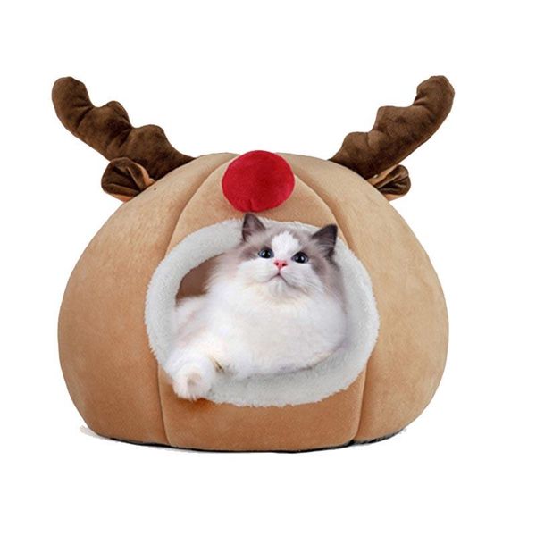 

cat beds & furniture christmas elk kennel deep sleep comfort winter bed mat basket dog house cave product pet tent indoor warm bed