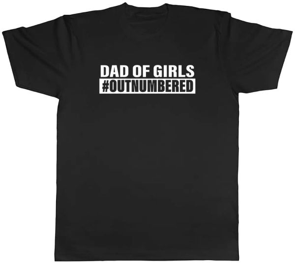 

dad of girls #outnumbered mens t-shirt tee, White;black