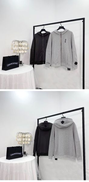 

crowson character brand cross collage new routing fashion zipper hooded sweater for lovers in autumn 2020, Black;white