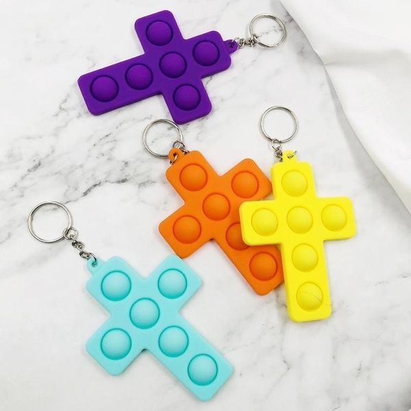 

cross keychain favor boys girls finger bubble music decompression children puzzle pressing exercise board silicone toy tiktok cm31