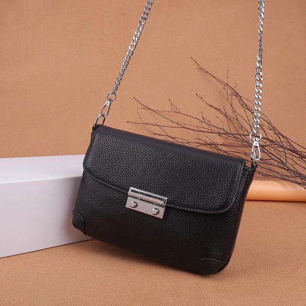 

evening bags 100% cowhide women's shoulder 2021 chain quilted purses and handbag women clutch messenger bag