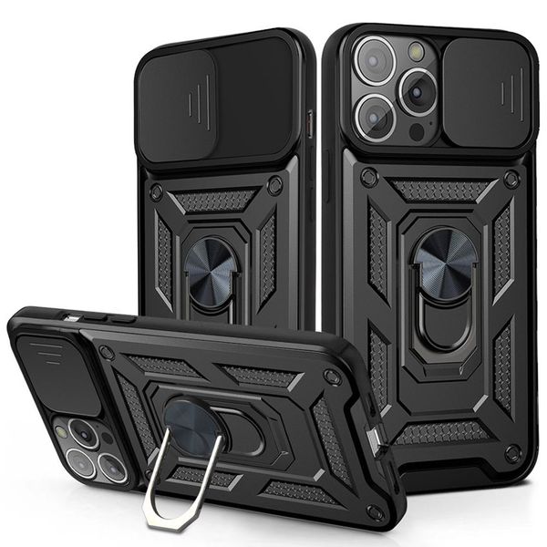 TPU Armadura de pára -choques Capas de capa de câmera para iPhone 13 12 11 Pro Max XR Samsung S22 A03S A13 Lite A33 A53 A73 M52 5G A03 Ultra Dual Shell Protetor com anel Magentic