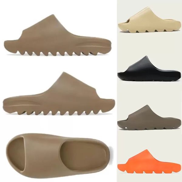 

[with box] luxury comfortable slippers desert sand summer brown flat men women beach resin slide sandal mens womens slipper graffiti bone ru, Black