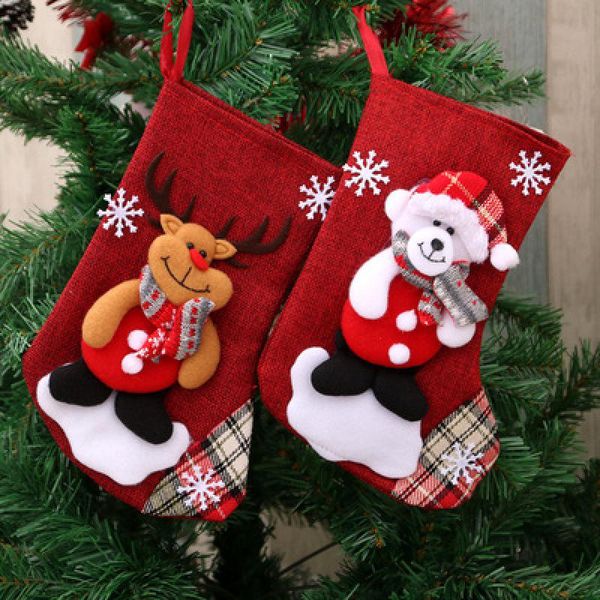 

men's socks christmas candy gift bag decoration props santa snowman medium, Black