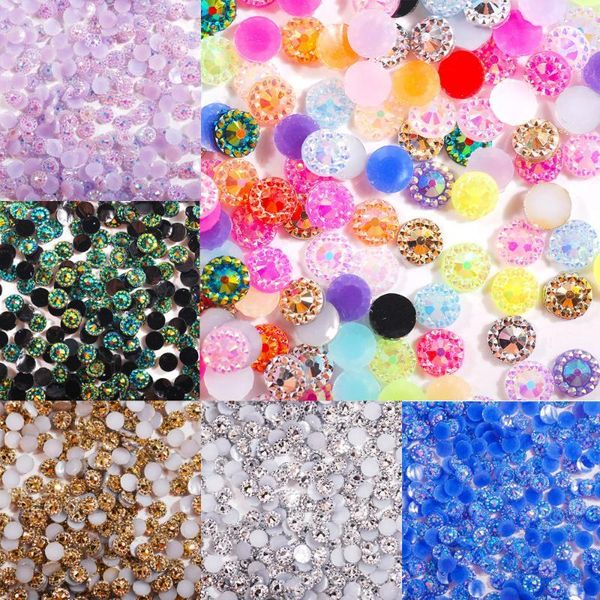 

4mm resin crystal rhinestone colorful ab round flower flatback strass diamond stones for nail art manicure decoration 2000pcs decorations1, Silver;gold