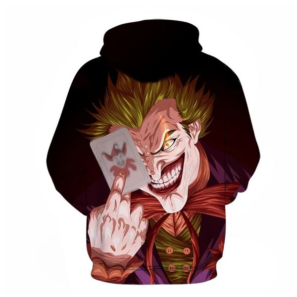 

3d digital print clown hoodie loose sweater pullover sweatshirt, Black