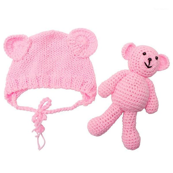 

caps & hats 2021 born baby girl boy pography prop po crochet knit costume bear +hat set1, Yellow