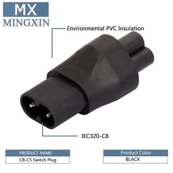 

smart power plugs adapter iec 320 c5 for c8, ce c8 3pin female 2pin male