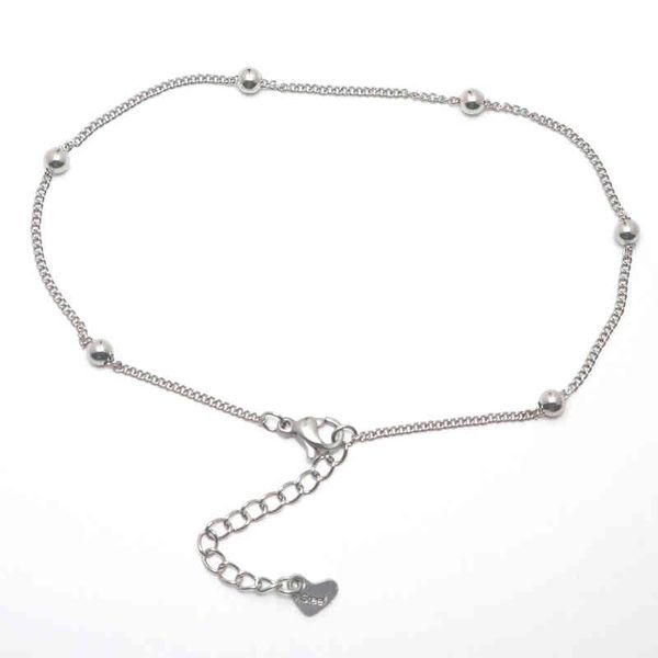 

304 stainless steel anklet silver color round charm with a bell fashion women jewelry gifts 23.5cm(9 2/8") long, 1 piece, Red;blue