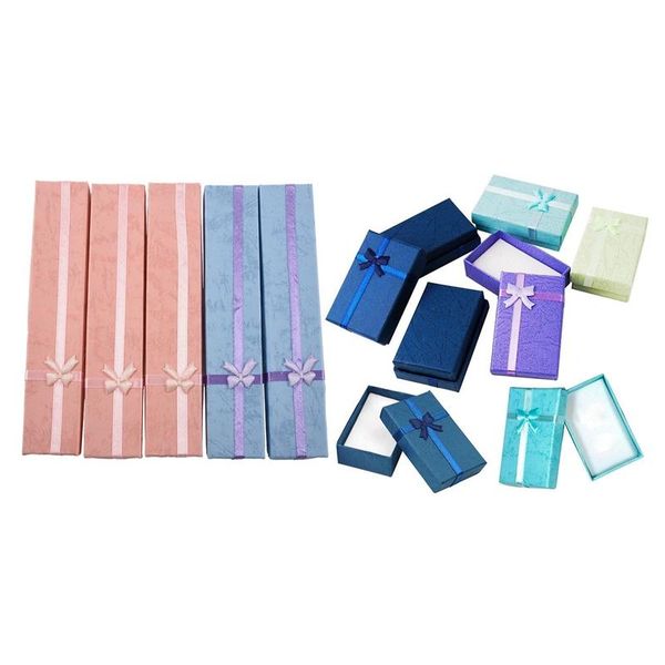 

jewelry pouches, bags 5pcs paper package bowknot necklace bracelet earring ring gift box case, style-3 rectangle(22x4cm) & 12pcs assorted je, Pink;blue