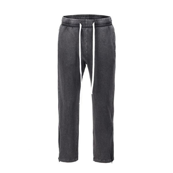

distressed black zip ankles sweatpants autumn terry pants streetwear