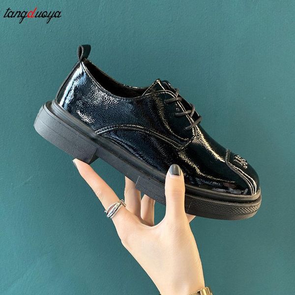 

dress shoes casual woman platform all-match black ladies' footwear british style oxfords women's round toe autumn modis retro