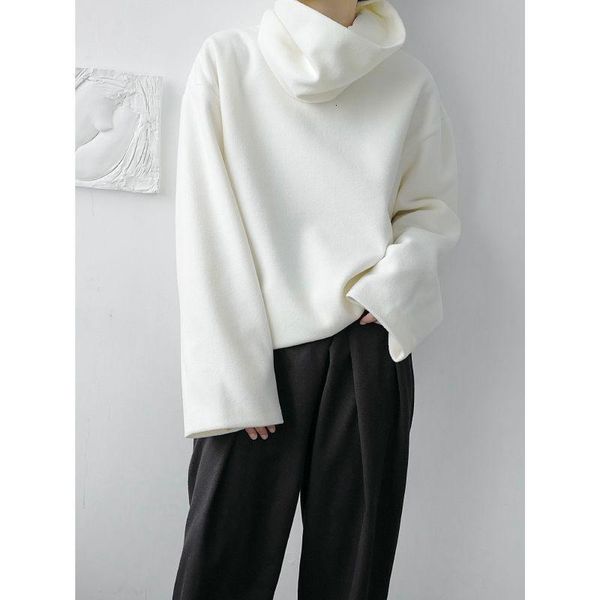 

men's hoodies & sweatshirts korean style woolen hoodie fashion black white turtleneck men streetwear loose hip-hop pullover hoody