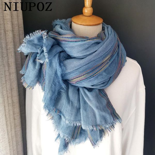 

scarves fashion design color stripe double layer wrinkle winter women solid scarf warm long elegant wrap acrylic shawl, Blue;gray