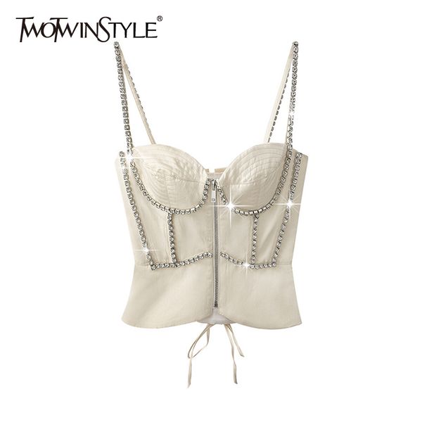 

apricot lace up bowknot vests for women square collar sleeveless patchwork diamond camis female summer fashion 210524, White