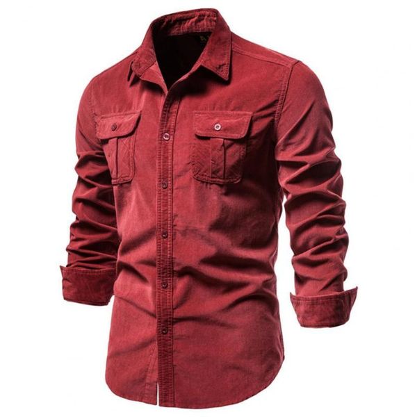

men's casual shirts male shirt single-breasted stylish turn-down collar button decor pure color, White;black