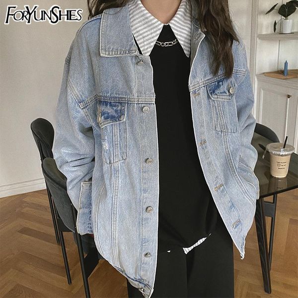 

women's jackets 2021 korean fashion trend spring autumn harajuku woman light blue jacket jean coat loose casual denim outerwear vintage, Black;brown