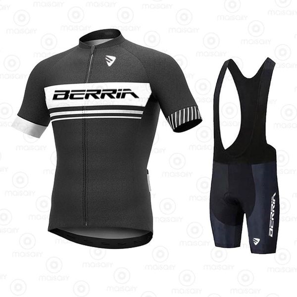 

racing sets berria cycling jersey set men bib shorts 2021 summer mountain bike bicycle suit anti-uv team uniform clothes, Black;blue