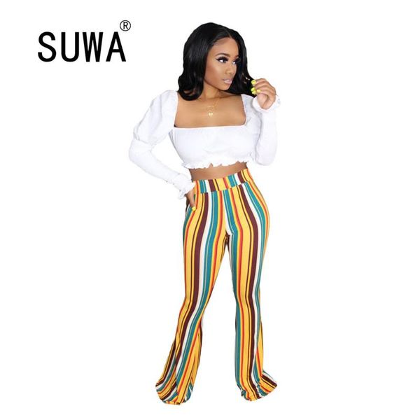 

women's pants & capris 2021 summer multicolor stripe high fanny pack women tight leggings beach style lady fashion, Black;white